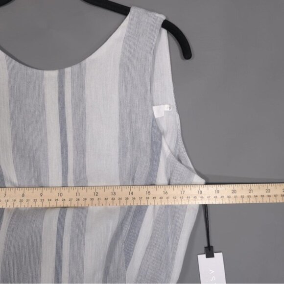 ASTR Women’s Presley LINEN Blend Sky Blue Stripe Jumpsuit Cutout Tie Waist LARGE - Picture 6 of 13